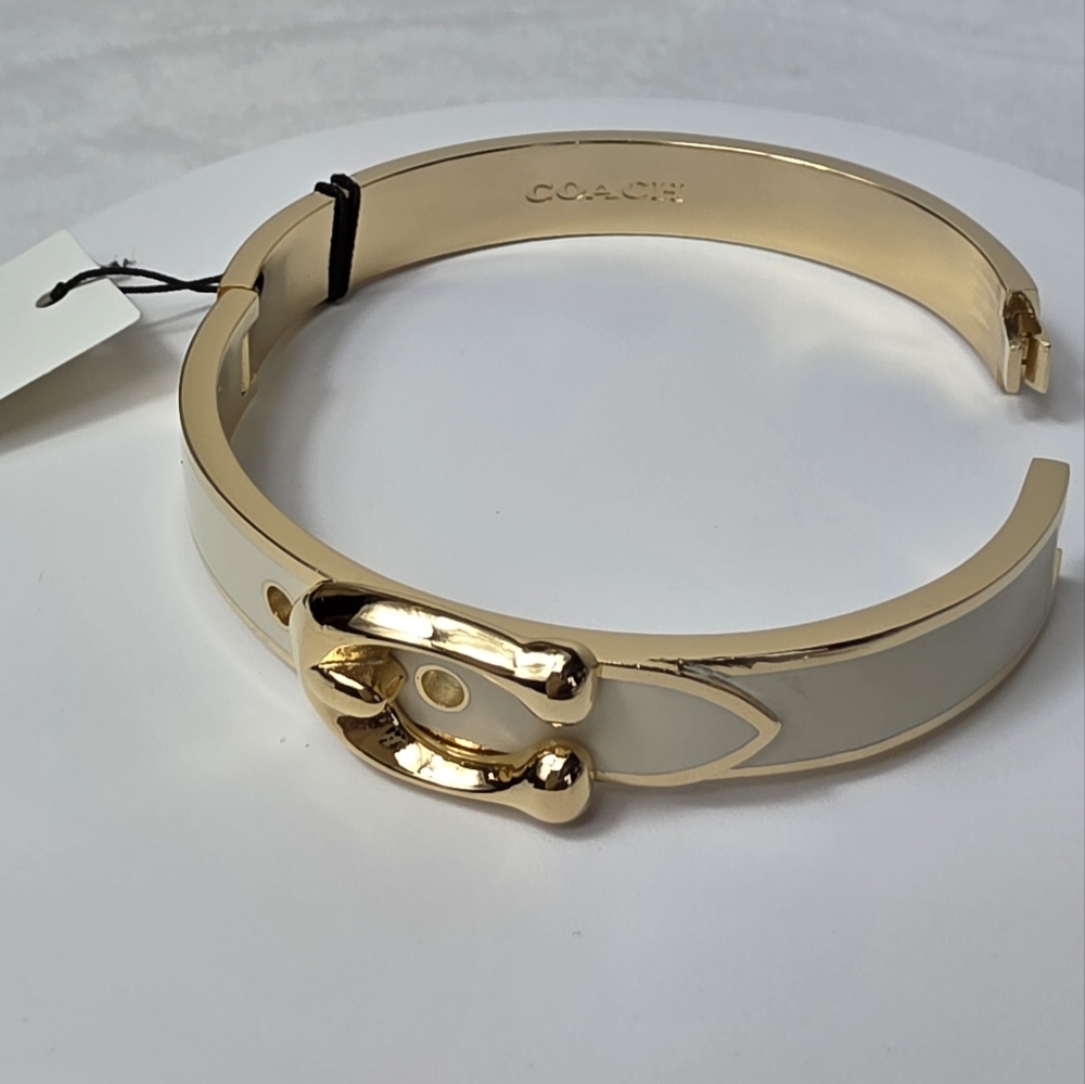 Coach Enamel Signature C Buckle Bangle Bracelet - Picture 3 of 6